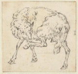 desconhecido-1632-ovelha-única-que-lambe-sua-pata-impressão-arte-impressão-reprodução-de-belas-artes-arte-de-parede-id-agmqo73if