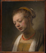 rembrandt-van-rijn-1645-mlada ženska-z-rdečo ogrlico-art-print-fine-art-reproduction-wall-art-id-agnitb1hf