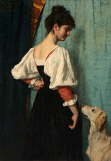 therese-schwartze-1879-ung-italiensk-kvinna-med-hunden-puck-konsttryck-finkonst-reproduktion-väggkonst-id-agnqqiqjn