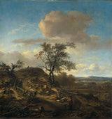 jan-wijnants-1660-landskap-med-en-jägare-och-andra-figurer-konsttryck-fin-konst-reproduktion-väggkonst-id-agqubjay1