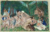 jean-alfred-adler-1933-farandole-vázlat a párizsi-művészeti-nyomtatott-képzőművészeti-reprodukciós-iskolai-fiúk-udvarra falművészet