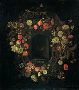 karel-batist-1659-bloemenkrans-omringend-een-niche-kunstprint-fine-art-reproductie-muurkunst-id-agtrchbpf