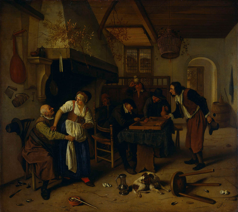 jan-havicksz-steen-1660-interior-of-an-inn-with-an-old-man-amusing-himself-art-print-fine-art-reproduction-wall-art-id-agtzsowdr