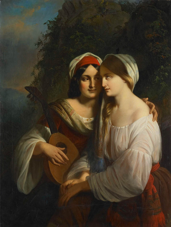 moritz-calisch-1851-two-italian-women-in-pregnancy-art-print-fine-art-reproduction-wall-art-id-aguvleh5k