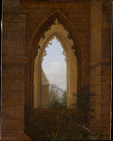 carl-gustav-carus-1828-gotiese-vensters-in-die-ruïnes-van-die-klooster-by-oybin-kunsdruk-fynkuns-reproduksie-muurkuns-id-agwgwwb0j