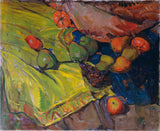 anton-faistauer-1911-stilleben-med-frukt-på-grönt tyg-konsttryck-finkonst-reproduktion-väggkonst-id-agx05irg5