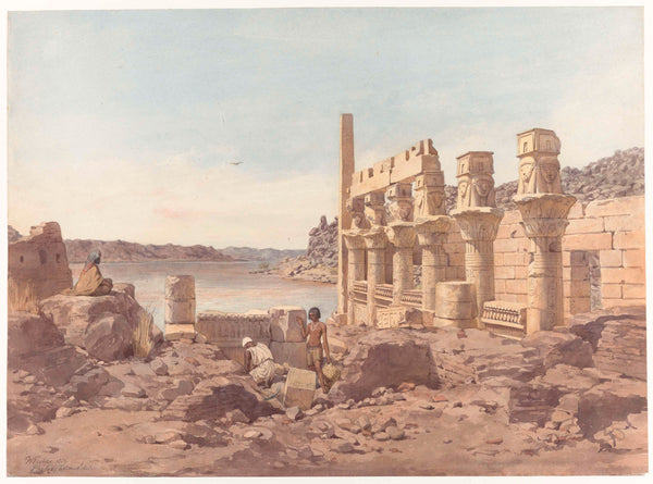 willem-de-famars-testas-1859-view-of-the-temple-ruins-at-philae-in-aswan-art-print-fine-art-reproduction-wall-art-id-agxn75ix9