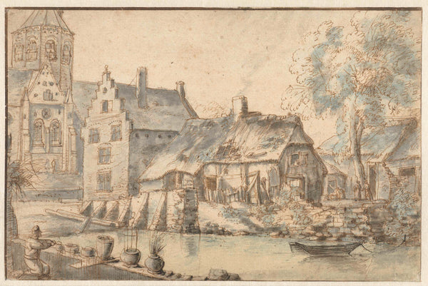 unknown-1600-cityscape-with-a-large-church-art-print-fine-art-reproduction-wall-art-id-agyhtw0qk