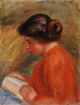 פייר-אוגוסט-רנואר-1909-אישה-צעירה-קוראת-אישה-צעירה-קוראת-חזה-אמנות-הדפס-אמנות-רפרודוקציה-וול-ארט-id-agz5afh74