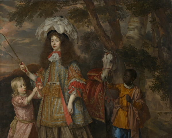 jan-mijtens-1665-portrait-of-maria-of-orange-1642-1688-with-hendrik-van-nassau-zuylestein-d-1673-and-a-servant-art-print-fine-art-reproduction-wall-art-id-ah483oqm9