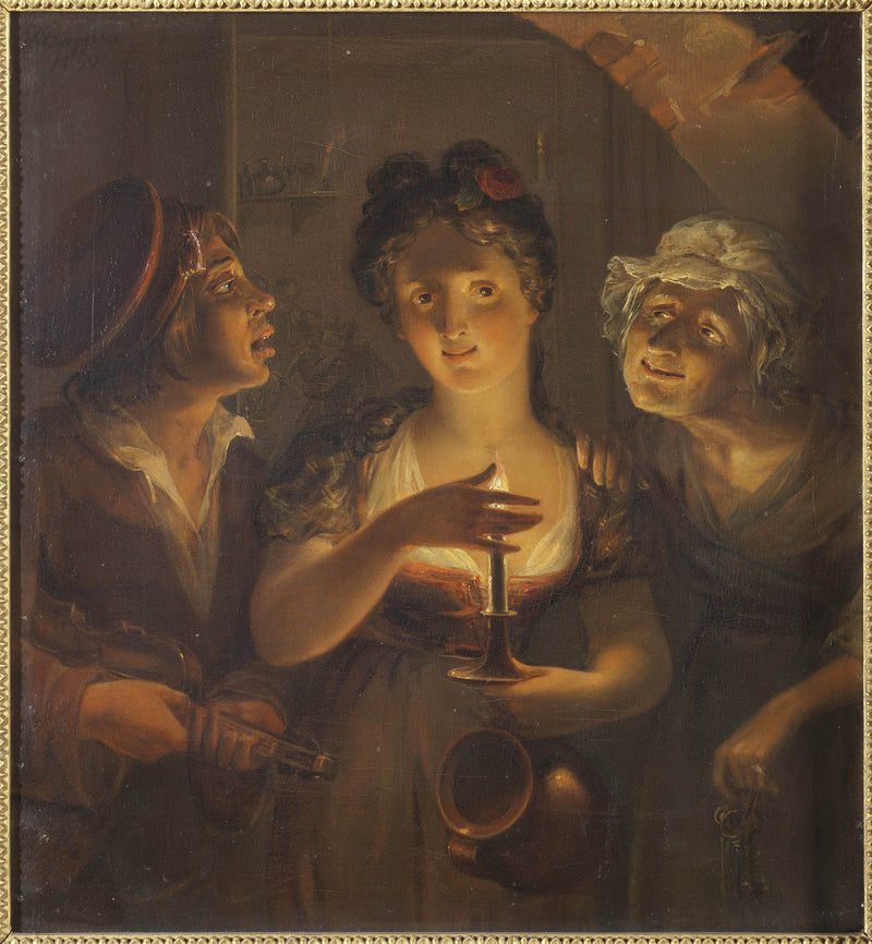 pehr-berggren-1830-girl-holding-a-candle-standing-between-a-fiddler-and-an-old-woman-art-print-fine-art-reproduction-wall-art-id-ah5r28g98