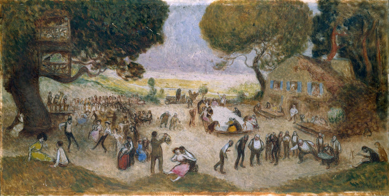 jean-veber-1906-sketch-for-the-city-hall-of-paris-garden-party-art-print-fine-art-reproduction-wall-art