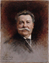 leon-bonnat-1909-portrét-georges-cain-1853-1919-maliar-a-spisovateľ-umelecká-tlač-výtvarná-umelecká reprodukcia-nástenné-umenie