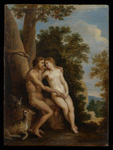 David-teniers-młodszy-1650-adam-i-ewa-w-raju-sztuka-druk-reprodukcja-dzieł sztuki-ścienna-id-ah9igptm7
