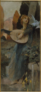 francois-flameng-1903-skisse-for-kunst-salongen-på-hotellet-de-ville-in-paris-musikk-kunst-trykk-kunst-reproduksjon-vegg-kunst