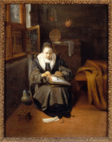Nicolas-maes-1652-la-dentellière-art-print-fine-art-reproduction-wall-art