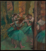 埃德加·德加（Edgar-Degas）1890舞蹈演员粉红色和绿色艺术印花精美艺术复制品墙艺术艾德·阿塞兹米亚