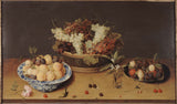 isaac-soreau-1624-tihožitje-sadja-in-rože-umetniški-tisk-likovna-reprodukcija-stenska-umetnost