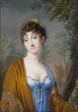 geno-1800-dame-i-blåt-med-gult-sjal-kunsttryk-fin-kunst-reproduktion-vægkunst-id-aheyo7ldr