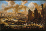 pieter-casteels-1650-pont-neuf-miasto-wieża-i-porte-de-nesle-1650-sztuka-druk-dzieła-reprodukcja-sztuka-ścienna