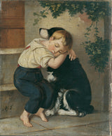 玛丽亚·特雷西亚1840-男孩与狗艺术打印精细艺术复制墙艺术ID-ahk66d2rj