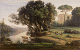 卡米尔·柯罗1839年-意大利景观，意大利-升起的太阳，艺术印刷，精美的艺术复制品，墙体，艺术ID，ahld4fvvy