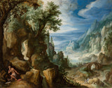 paul-bril-1592-bergagtige-landskap-met-saint-jerome-kunsdruk-fynkuns-reproduksie-muurkuns-id-ahmk1lhxp