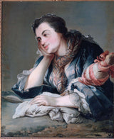 匿名 1740-拿着一根棍子的女人的肖像-1740-艺术印刷品美术复制品墙艺术