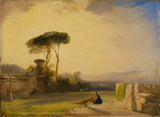 理查德·帕克斯·博寧頓-1826-佛羅倫薩附近別墅的地面景觀-藝術印刷品-精美藝術-複製品-牆藝術-id-ahoawavz5