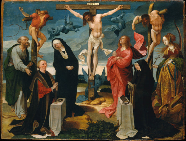 cornelis-engebrechtsz-1525-the-crucifixion-with-donors-and-saints-peter-and-margaret-art-print-fine-art-reproduction-wall-art-id-ahocadosi