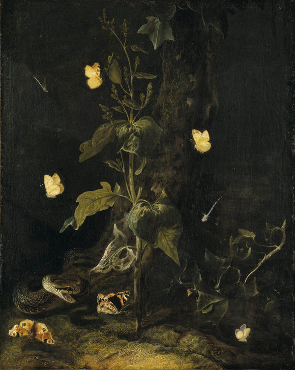 otto-marseus-van-schrieck-serpent-and-butterflies-in-the-woods-art-print-fine-art-reproduction-wall-art-id-ahoyq0fie