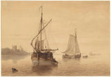 nicolaas-johannes-roosenboom-1815-flodlandskap-med-några fartyg-konst-tryck-fin-konst-reproduktion-väggkonst-id-ahtgvt0vj