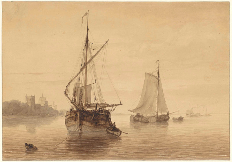 nicolaas-johannes-roosenboom-1815-river-landscape-with-a-few-ships-art-print-fine-art-reproduction-wall-art-id-ahtgvt0vj