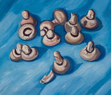 马斯登·哈特利（Marsden-Hartley）1929年，蘑菇在一个蓝色的背景艺术印刷上精美的艺术再现墙艺术ID-ahw7z9dy1