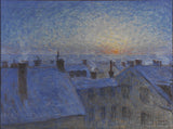 eugene-jansson-1903-sončni vzhod-nad-strehami-motiv-iz-stockholmskega-umetniškega-tiska-likovne-reprodukcije-stenske-umetnosti-id-ahxjhoijx