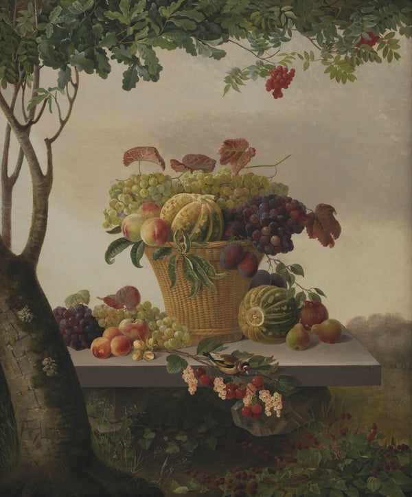 christine-lovmand-a-basket-of-fruit-in-a-landscape-art-print-fine-art-reproduction-wall-art-id-ahy58yjmf