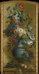 威廉·範·萊恩 18 世紀藍色花瓶中的花朵藝術印刷品美術複製品牆藝術 id-ai1e3k7ac