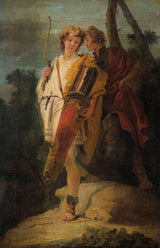 giovanni-battista-tiepolo 1730年轻的男人带着弓和大颤抖的手和他的伴侣艺术印刷品精美的艺术复制品墙壁艺术idai41wabzt