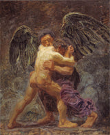 Oluf-Hartmann-1907-Jakob-bryting-med-den-angel-art-print-kunst--gjengivelse-vegg-art-id-ai6qvh9ka