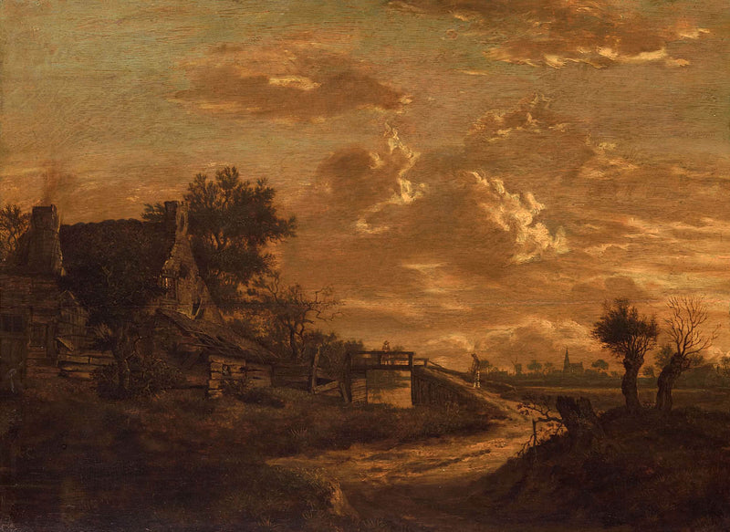 rafael-camphuysen-i-1654-landscape-at-sunset-art-print-fine-art-reproduction-wall-art-id-ai758opt7
