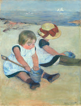 mary-Cassatt-1884-deti hrajúce-on-the-beach-art-print-fine-art-reprodukčnej-wall-art-id-ai7iirr9f