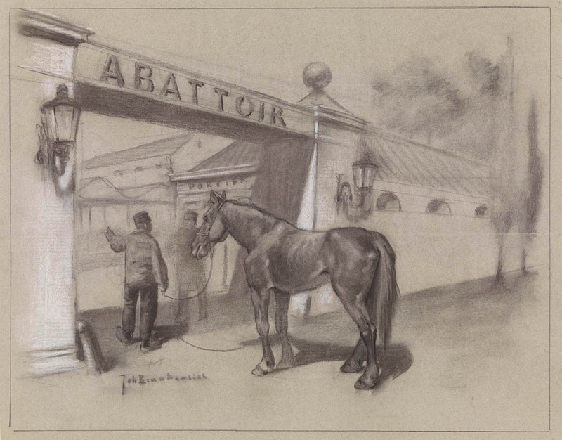 johan-braakensiek-1868-man-with-horse-at-the-entrance-to-the-slaughterhouse-art-print-fine-art-reproduction-wall-art-id-ai8hhub3o