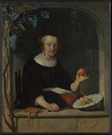 gabriel-metsu-1660-一个女人坐在一个窗口艺术印刷精美的艺术再现墙艺术id-ai9s9rqpq