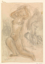 leo-gestel-1931-kvinna-med-händer-i-håret-i-bakgrundskonst-tryck-fin-konst-reproduktion-väggkonst-id-aiacle6zs