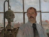 洛维斯·科林斯（Lovis Corinth）1896的自画像与骨架艺术印刷精美的艺术复制品墙壁艺术id-aiax7x4f7