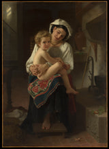 威廉·布格羅-1871-年輕母親凝視著她的孩子藝術印刷品美術複製品牆藝術 id-aicbxt7sl