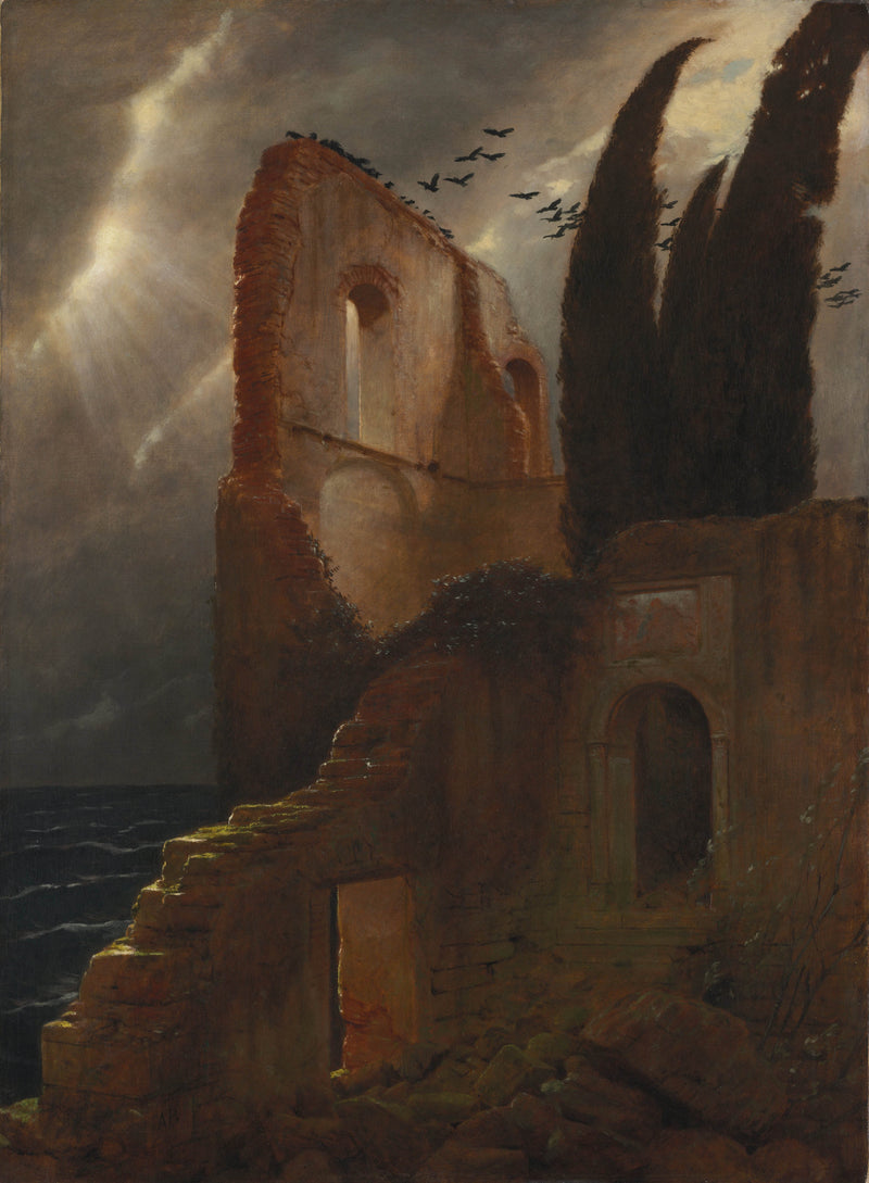 arnold-bocklin-1881-ruin-by-the-sea-art-print-fine-art-reproduction-wall-art-id-aie0m72lz