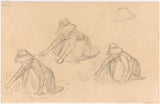 jozefs-izraels-1834-trīs pētījumi par-sievieti-squatting-on-land-art-print-fine-art-reproduction-wall-art-id-aiey2zs8k