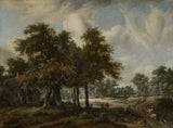meindert-hobbema-1665-paisagem-arborizada-com-casas-impressão-de-arte-reprodução-de-belas-artes-arte-de-parede-id-aif8t1wgp