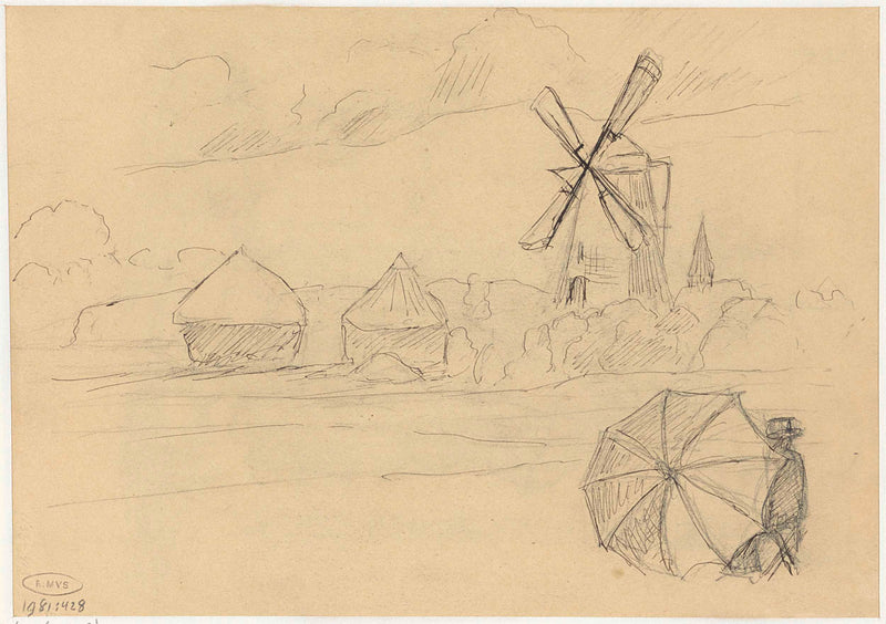 jozef-israels-1834-landscape-with-mill-and-person-behind-umbrella-art-print-fine-art-reproduction-wall-art-id-aifd9wxlv